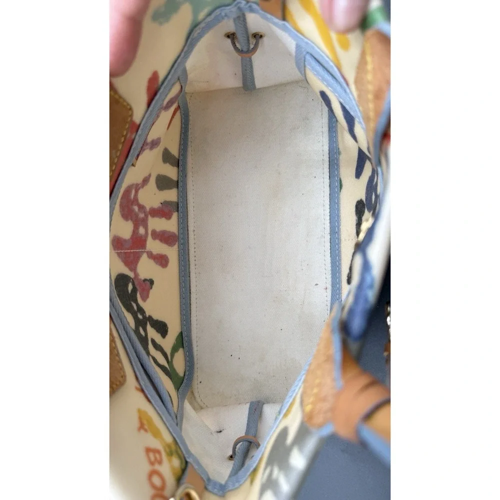 Vintage Dooney & Bourke Canvas Graffiti Paint Splatter Purse Bag Tassels